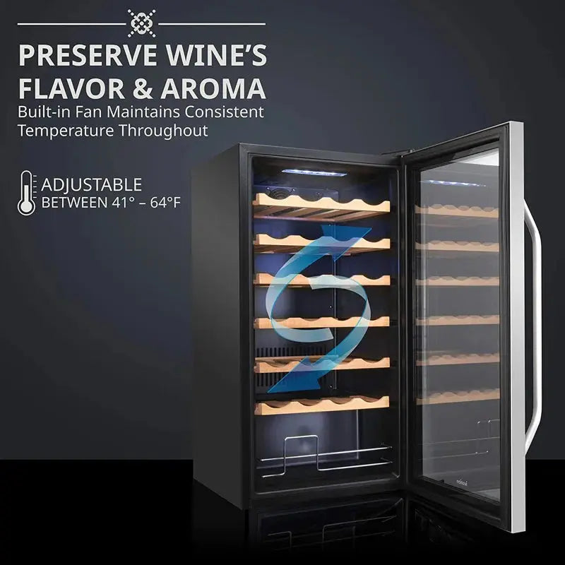 Ivation 16.9'' 28 Bottle Single Zone Freestanding Wine Refrigerator | Fridge.com