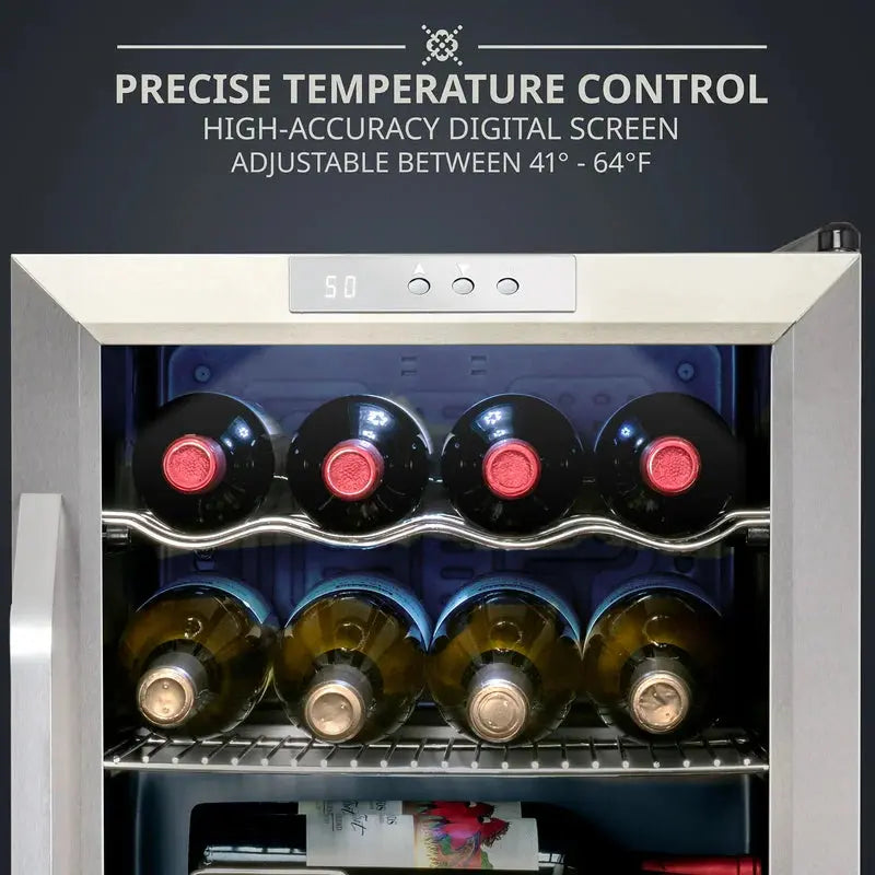 Ivation 17.3'' 12 Bottle Single Zone Freestanding Wine Refrigerator | Fridge.com