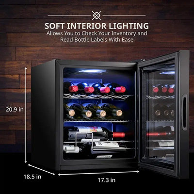 Ivation 17.3'' 12 Bottle Single Zone Freestanding Wine Refrigerator | Fridge.com