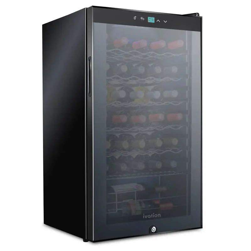 Ivation 18.7'' 34 Bottle Single Zone Freestanding Wine Refrigerator | Fridge.com