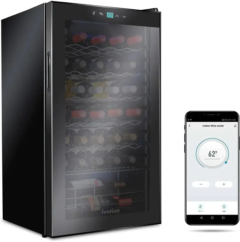 Ivation 18.7'' 34 Bottle Single Zone Freestanding Wine Refrigerator | Fridge.com