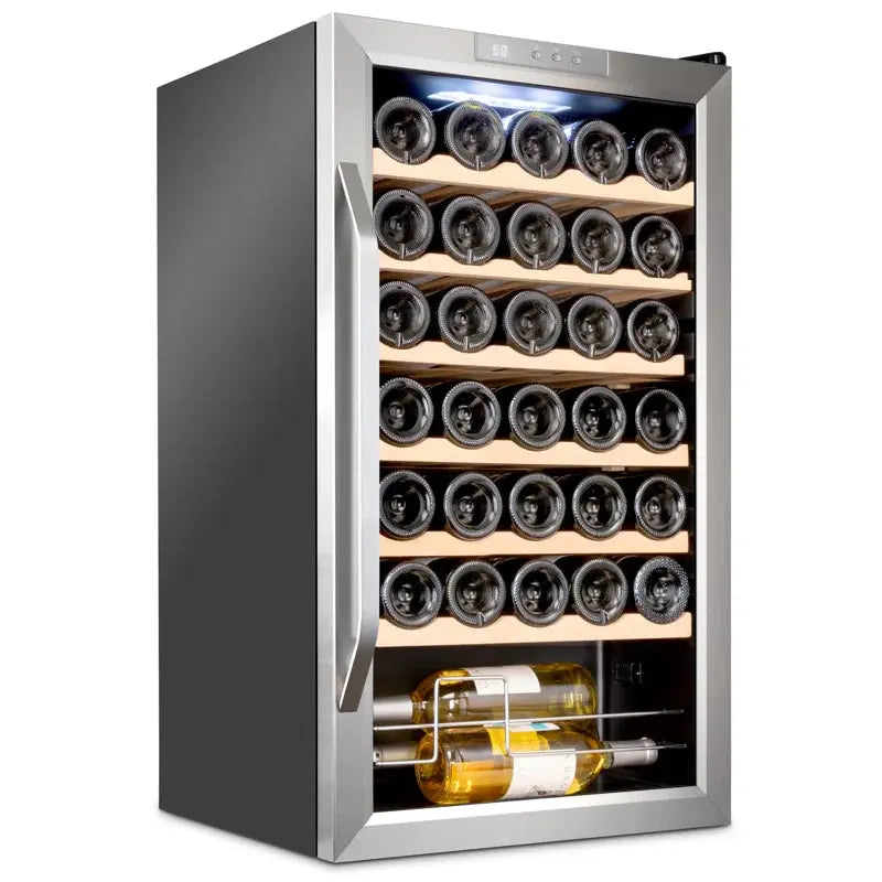 Ivation 18.7'' 34 Bottle Single Zone Freestanding Wine Refrigerator | Fridge.com