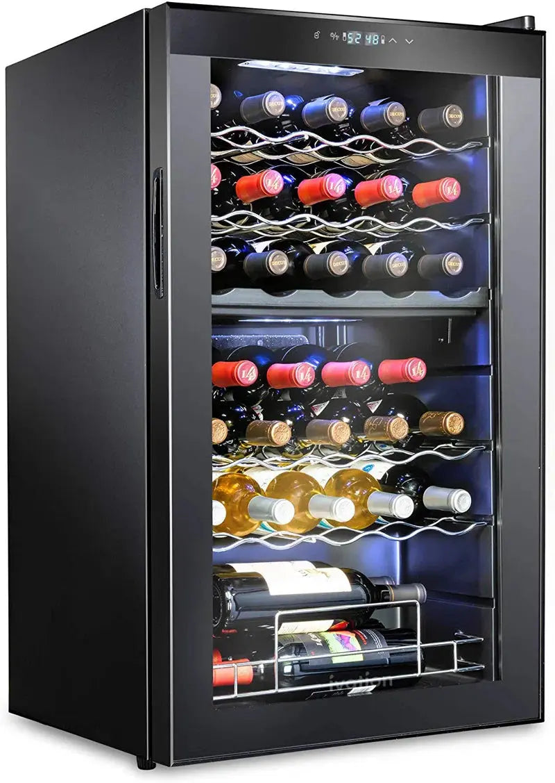 Ivation 19.4'' 33 Bottle Dual Zone Freestanding Wine Refrigerator | Fridge.com