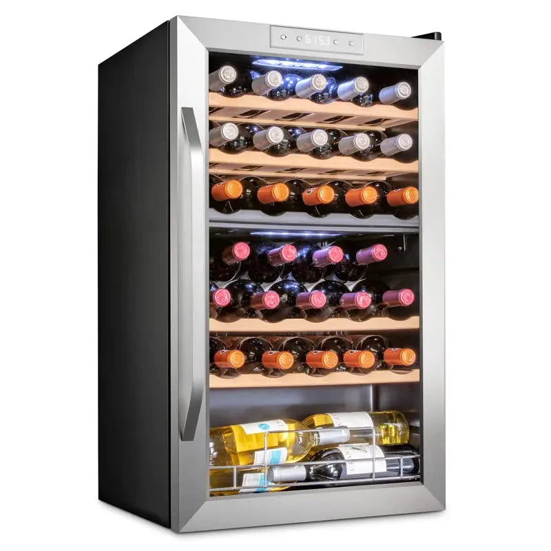 Ivation 19.4'' 33 Bottle Dual Zone Freestanding Wine Refrigerator | Fridge.com