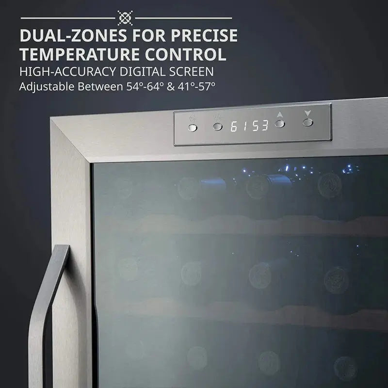 Ivation 19.4'' 33 Bottle Dual Zone Freestanding Wine Refrigerator | Fridge.com