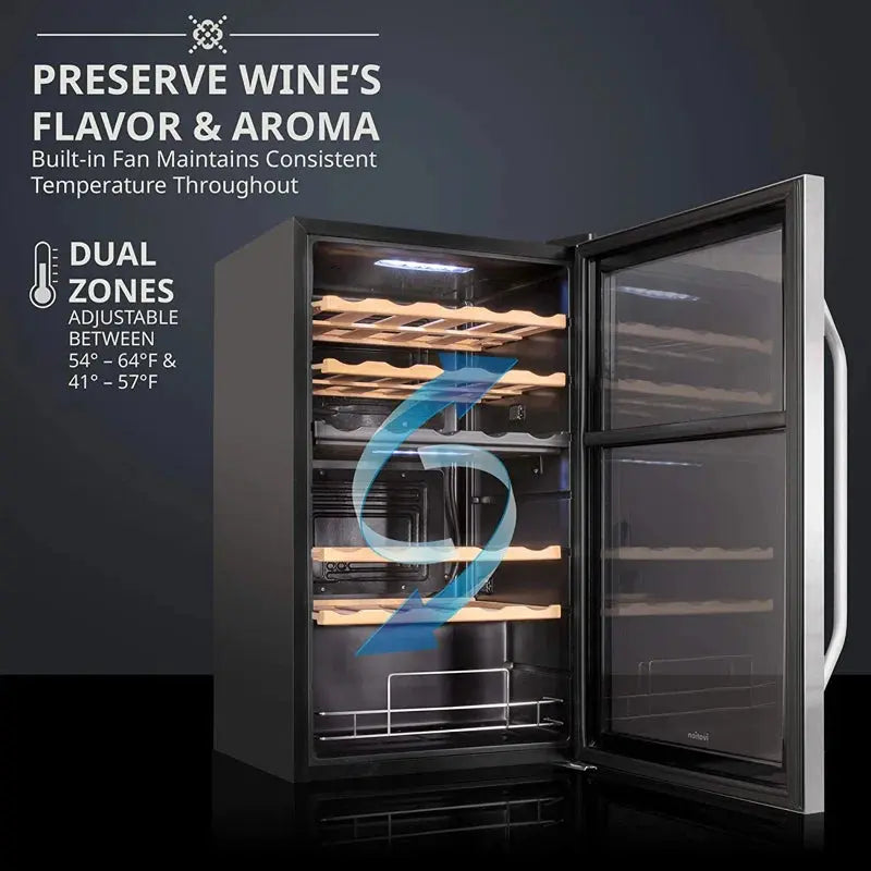 Ivation 19.4'' 33 Bottle Dual Zone Freestanding Wine Refrigerator | Fridge.com