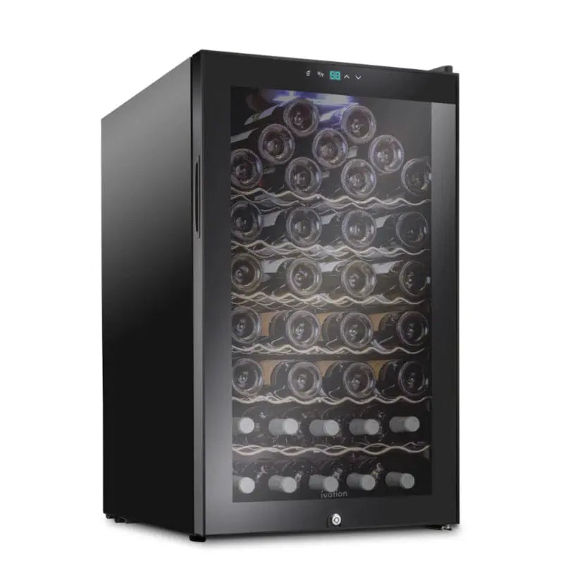 Ivation 19.5'' 51 Bottle Single Zone Freestanding Wine Refrigerator | Fridge.com