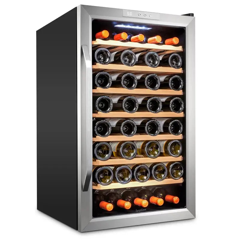 Ivation 19.5'' 51 Bottle Single Zone Freestanding Wine Refrigerator | Fridge.com