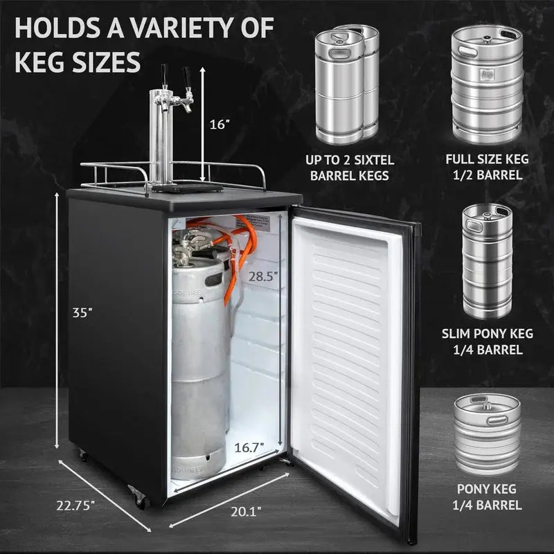 Ivation 4.9 Cubic Feet Dual Tap Freestanding Kegerator with Adjustable Temperature | Fridge.com