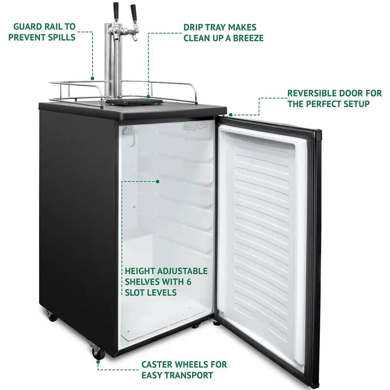 Ivation 4.9 Cubic Feet Dual Tap Freestanding Kegerator with Adjustable Temperature | Fridge.com