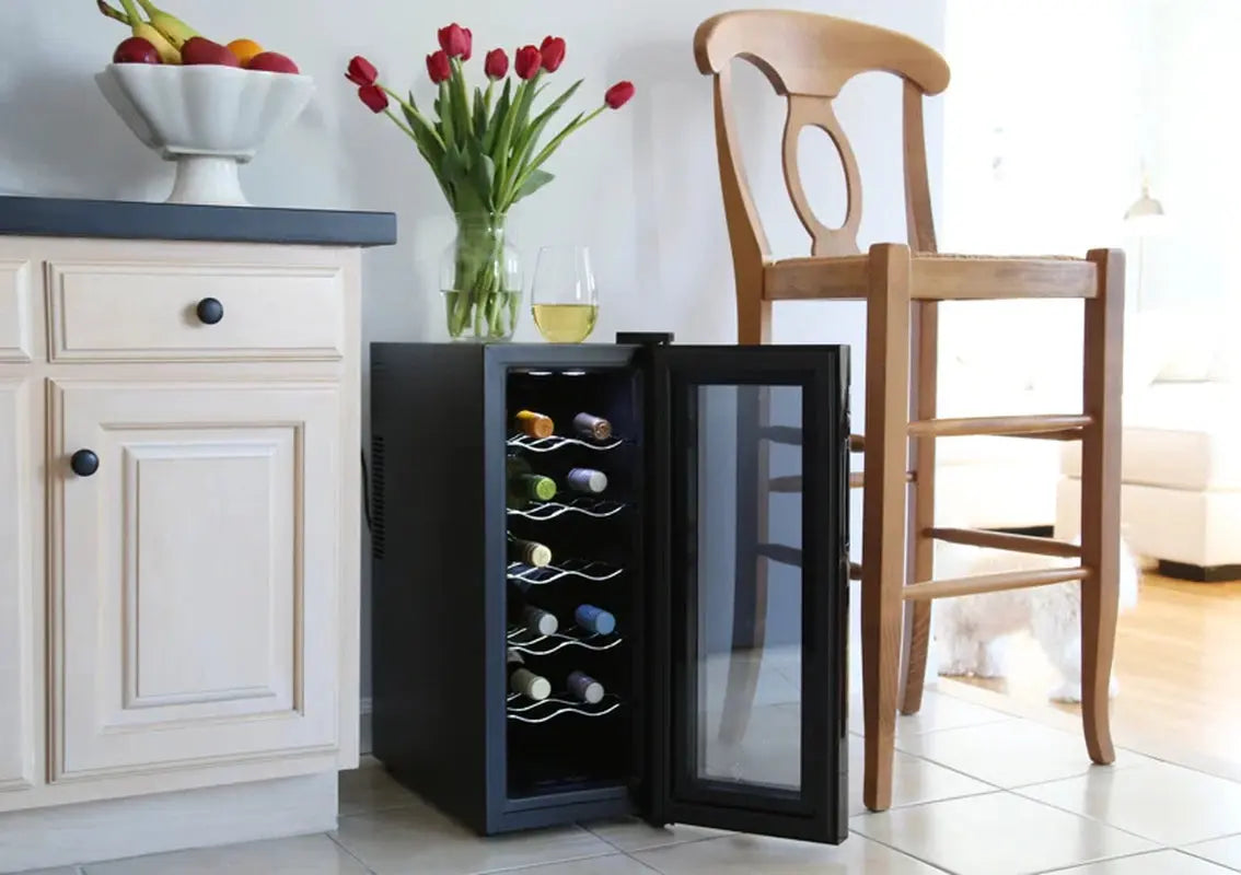 Ivation 9.9'' 12 Bottle Single Zone Freestanding Wine Refrigerator | Fridge.com