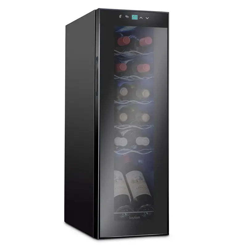 Ivation 9.9'' 12 Bottle Single Zone Freestanding Wine Refrigerator | Fridge.com