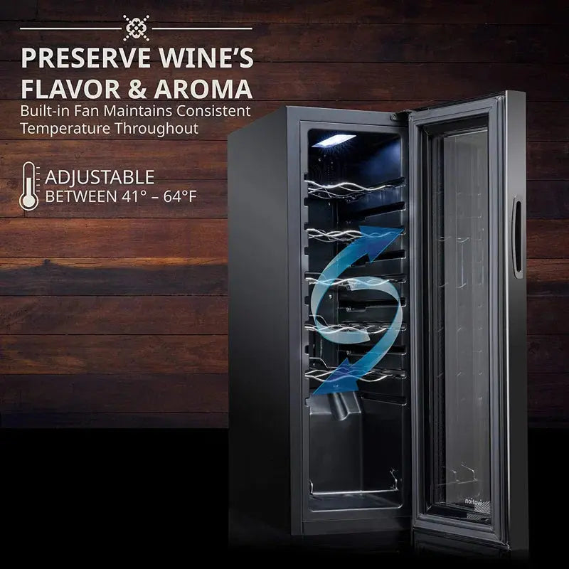 Ivation 9.9'' 12 Bottle Single Zone Freestanding Wine Refrigerator | Fridge.com