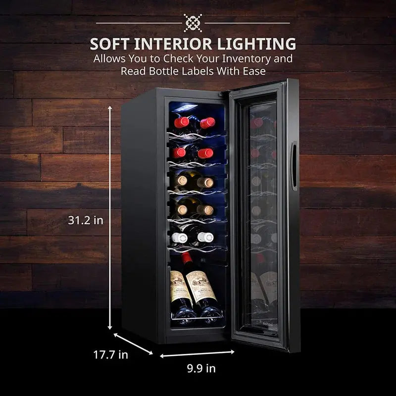 Ivation 9.9'' 12 Bottle Single Zone Freestanding Wine Refrigerator | Fridge.com