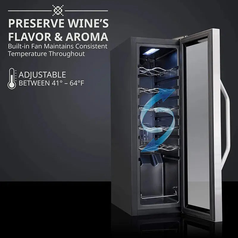 Ivation 9.9'' 12 Bottle Single Zone Freestanding Wine Refrigerator | Fridge.com