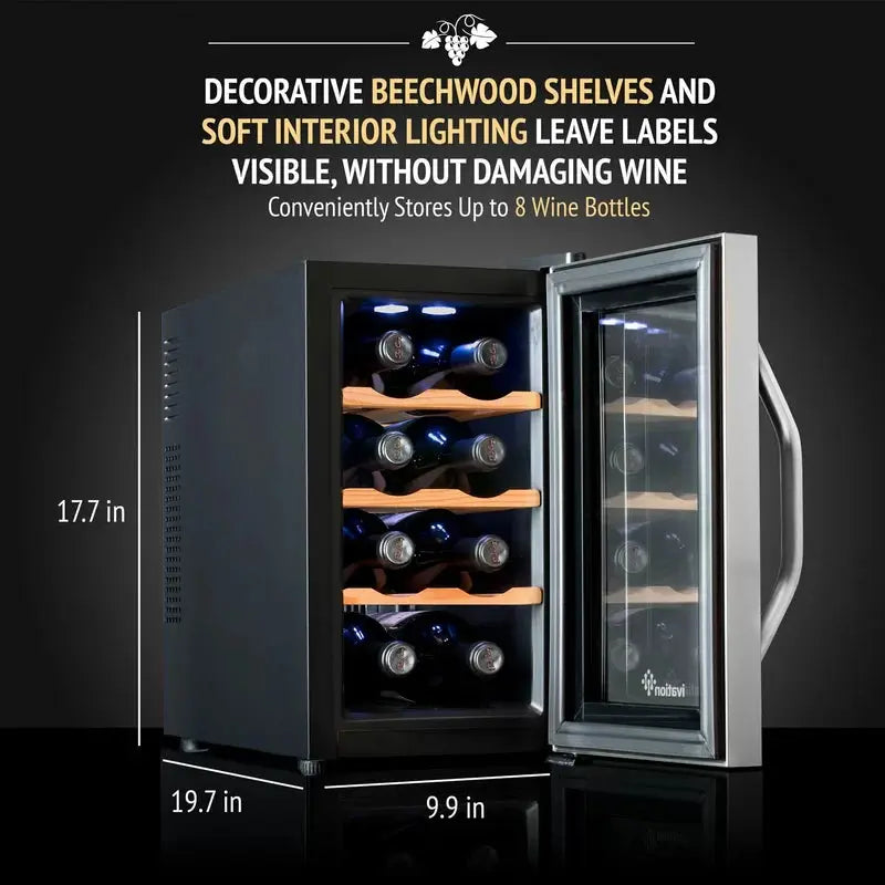 Ivation 9.9'' 8 Bottle Single Zone Freestanding Wine Refrigerator | Fridge.com