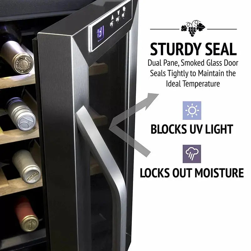 Ivation 9.9'' 8 Bottle Single Zone Freestanding Wine Refrigerator | Fridge.com