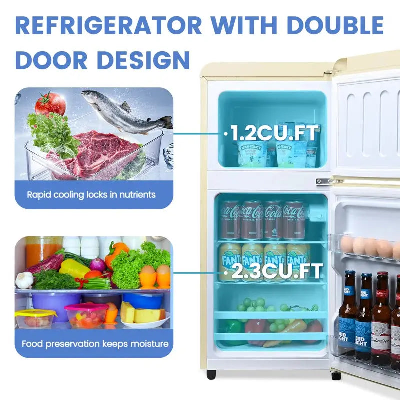 Jeremy Cass 3.5 Cubic Feet Portable Freestanding Mini Fridge with Freezer | Fridge.com