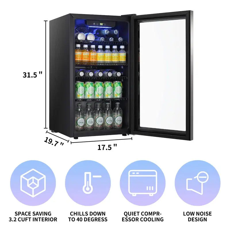 KELIVOL 19.7'' 26 Bottle and 140 Can Single Zone Freestanding Wine & Beverage Refrigerator | Fridge.com