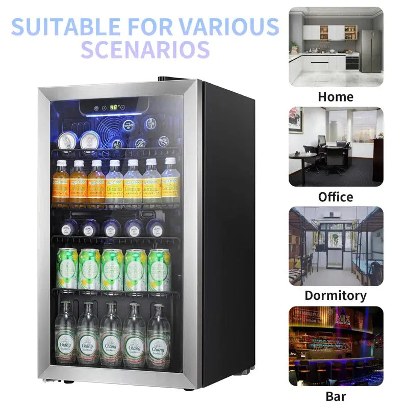 KELIVOL 19.7'' 26 Bottle and 140 Can Single Zone Freestanding Wine & Beverage Refrigerator | Fridge.com