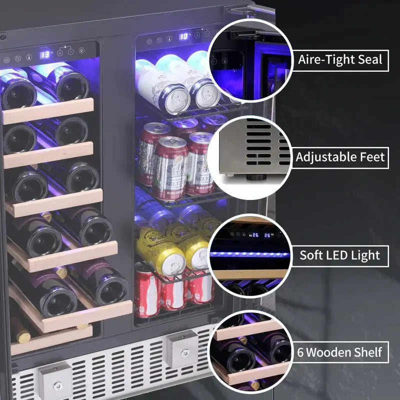 KELIVOL 23.4'' 18 Bottle and 66 Can Dual Zone Wine & Beverage Refrigerator | Fridge.com