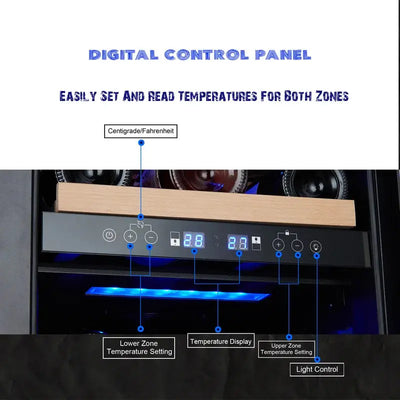 Kalafun 22.9'' 46 Bottle and Can Dual Zone Freestanding Wine & Beverage Refrigerator | Fridge.com