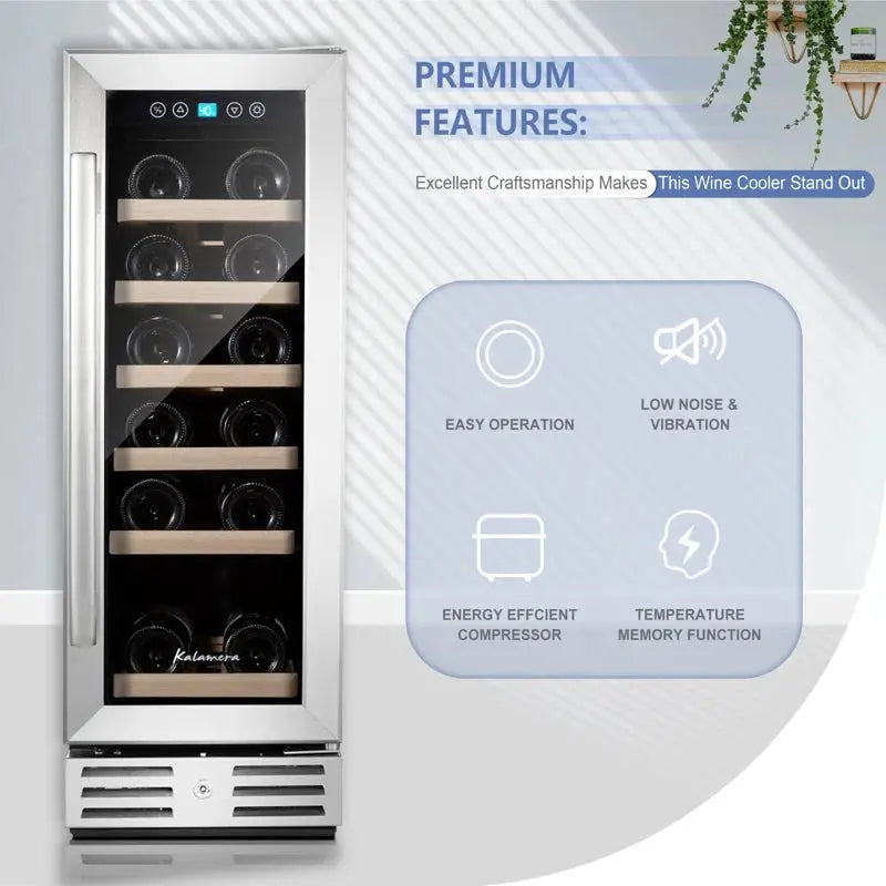 Kalamera 11.6'' 18 Bottle Single Zone Wine Refrigerator | Fridge.com