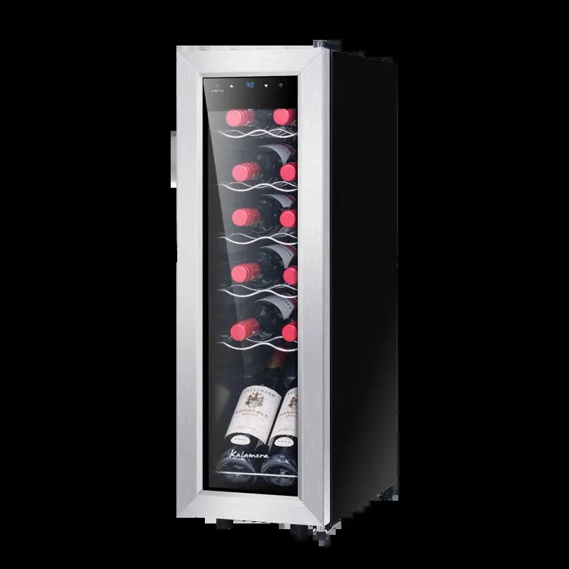 Kalamera 12 Bottle Free Standing Compressor Wine Cooler with Glass Door with Concealed Handle | Fridge.com