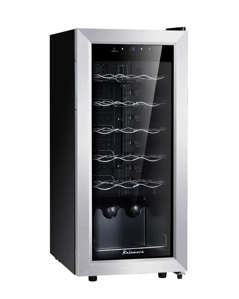 Kalamera 18 Bottle Free Standing Compressor Wine Cooler with Glass Door with Concealed Handle | Fridge.com