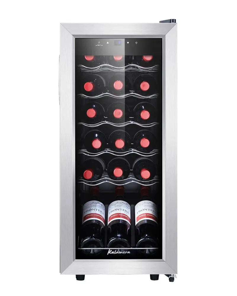 Kalamera 18 Bottle Free Standing Compressor Wine Cooler with Glass Door with Concealed Handle | Fridge.com