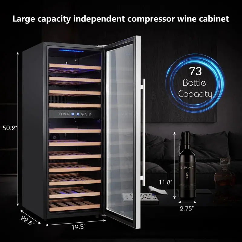 Kalamera 19.5'' 73 Bottle Dual Zone Freestanding Wine Refrigerator | Fridge.com