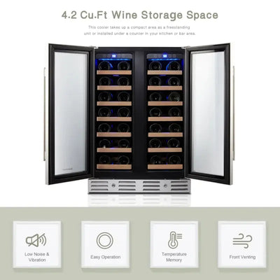 Kalamera 40 Bottle Dual Zone Built-In Wine Refrigerator | Fridge.com