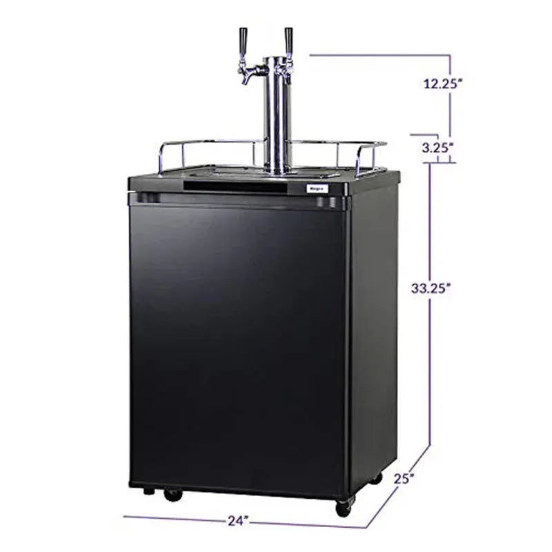 Kegco 0.69 Cubic Feet Black Dual Tap Freestanding Kegerator with Adjustable Temperature | Fridge.com