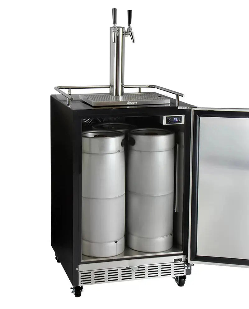 Kegco 6.6 Cubic Feet Stainless Steel Dual Tap Built-In Kegerator with Door Lock and Adjustable Temperature | Fridge.com