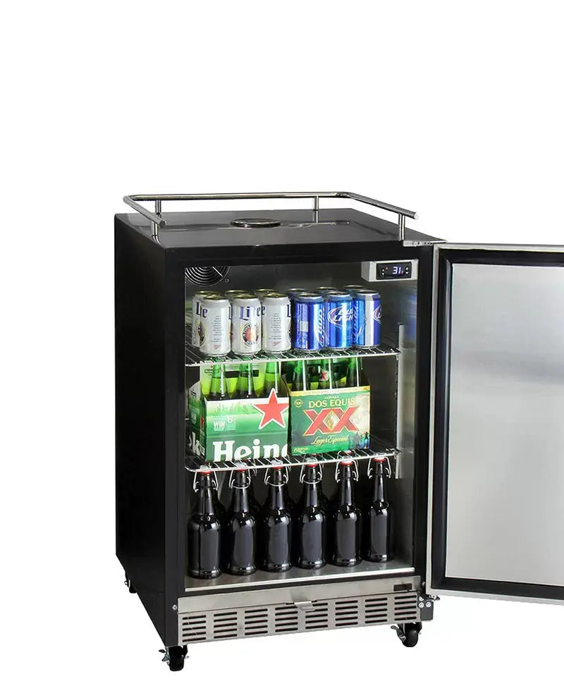 Kegco 6.6 Cubic Feet Stainless Steel Dual Tap Built-In Kegerator with Door Lock and Adjustable Temperature | Fridge.com