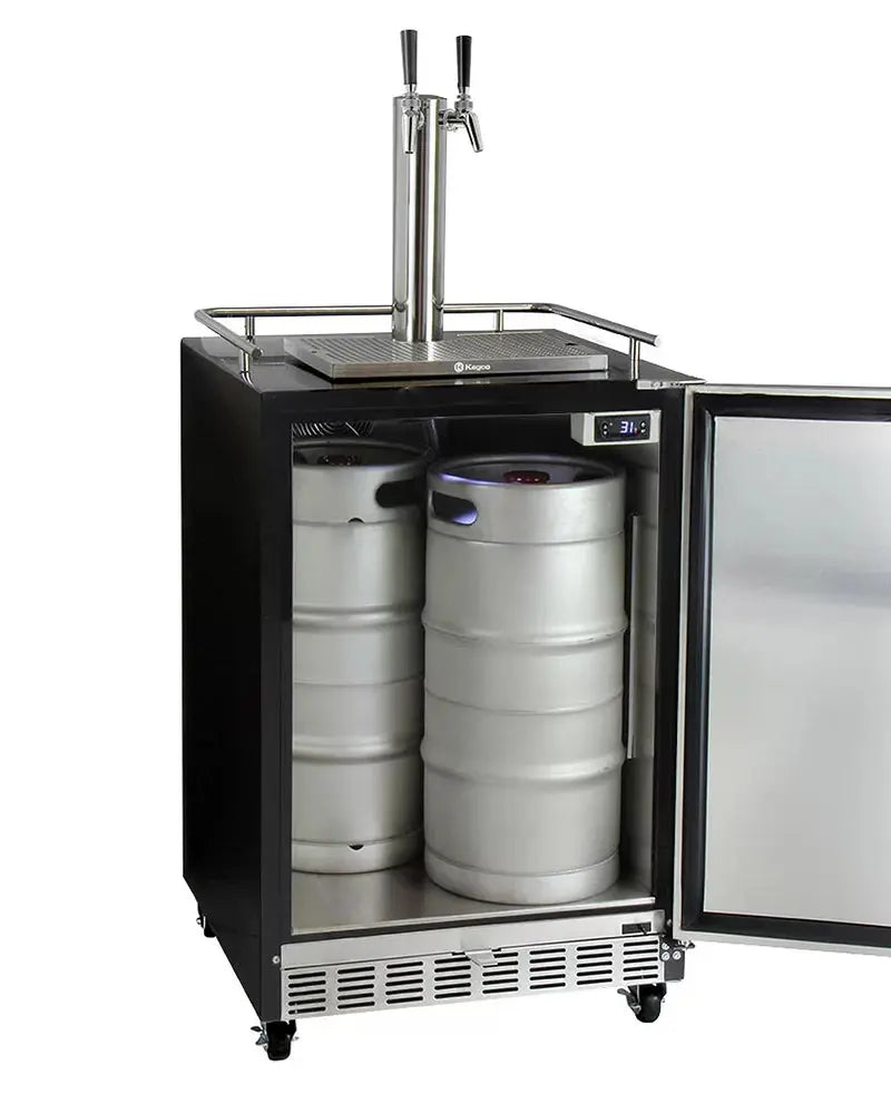 Kegco 6.6 Cubic Feet Stainless Steel Dual Tap Built-In Kegerator with Door Lock and Adjustable Temperature | Fridge.com