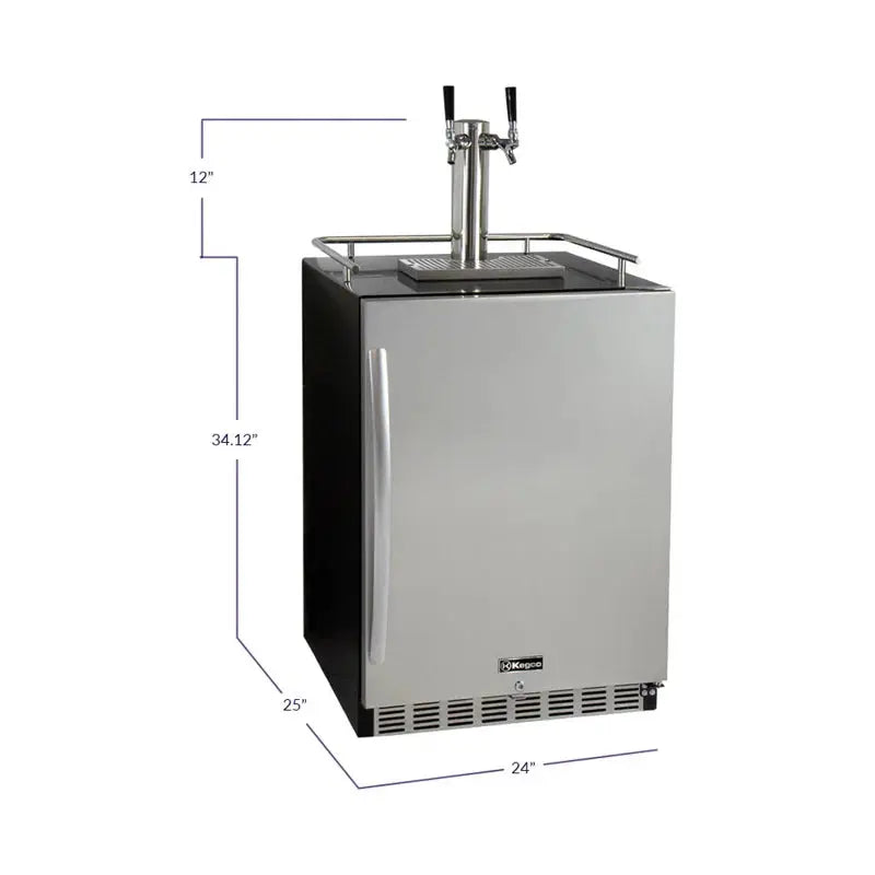 Kegco 6.6 Cubic Feet Stainless Steel Dual Tap Built-In Kegerator with Door Lock and Adjustable Temperature | Fridge.com