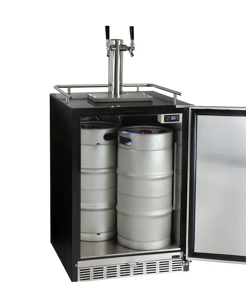 Kegco 6.6 Cubic Feet Stainless Steel Dual Tap Built-In Kegerator with Door Lock and Adjustable Temperature | Fridge.com