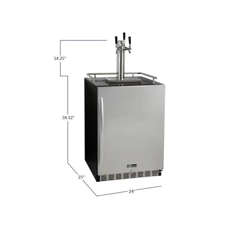 Kegco 6.6 Cubic Feet Stainless Steel Triple Tap Built-In Kegerator with Door Lock and Adjustable Temperature | Fridge.com