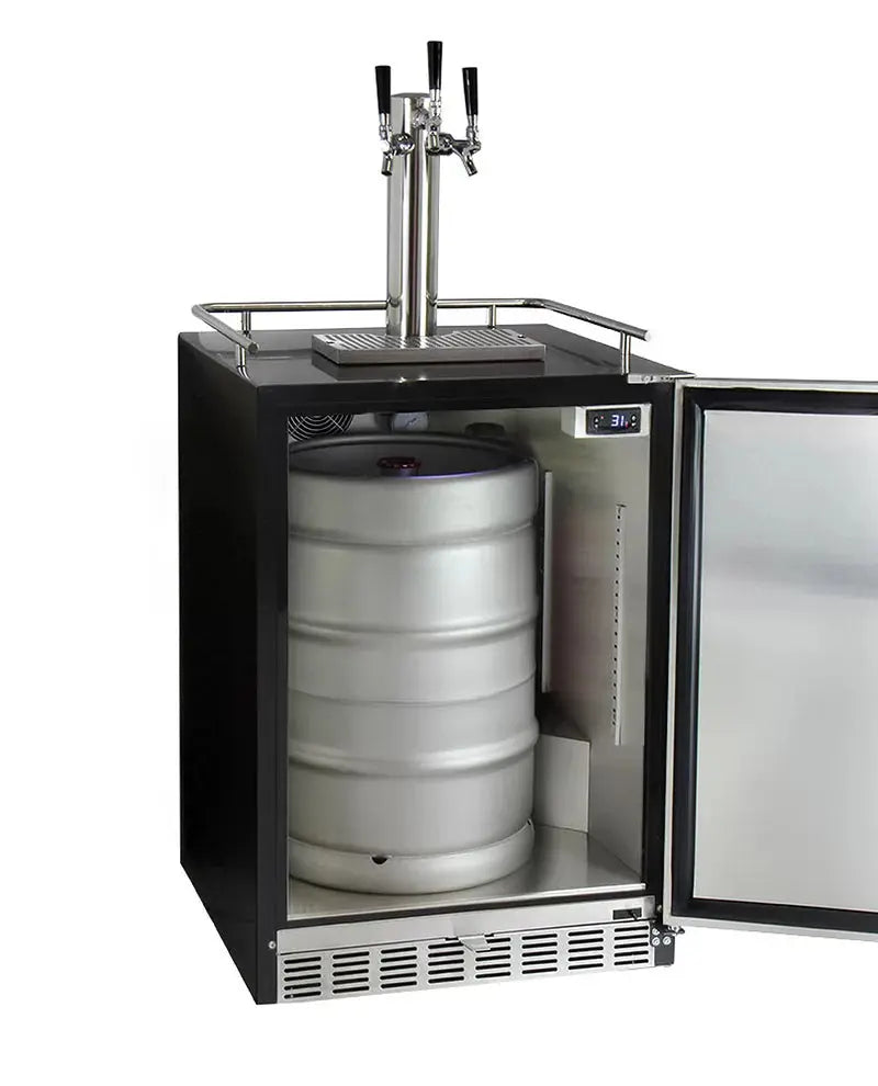 Kegco 6.6 Cubic Feet Stainless Steel Triple Tap Built-In Kegerator with Door Lock and Adjustable Temperature | Fridge.com