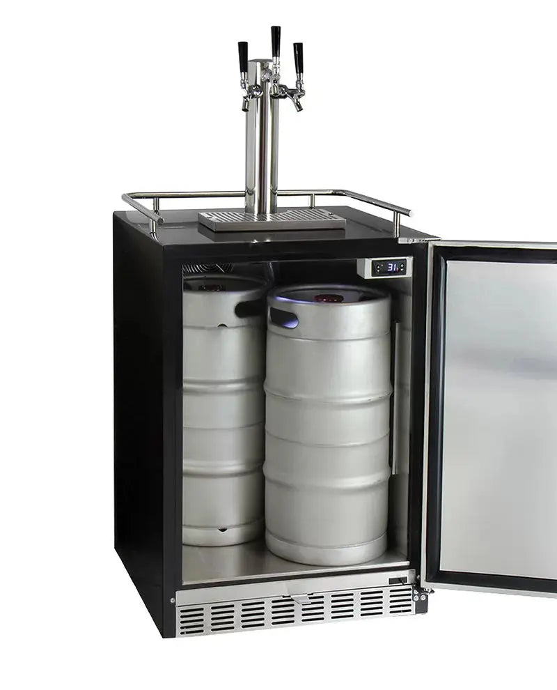 Kegco 6.6 Cubic Feet Stainless Steel Triple Tap Built-In Kegerator with Door Lock and Adjustable Temperature | Fridge.com