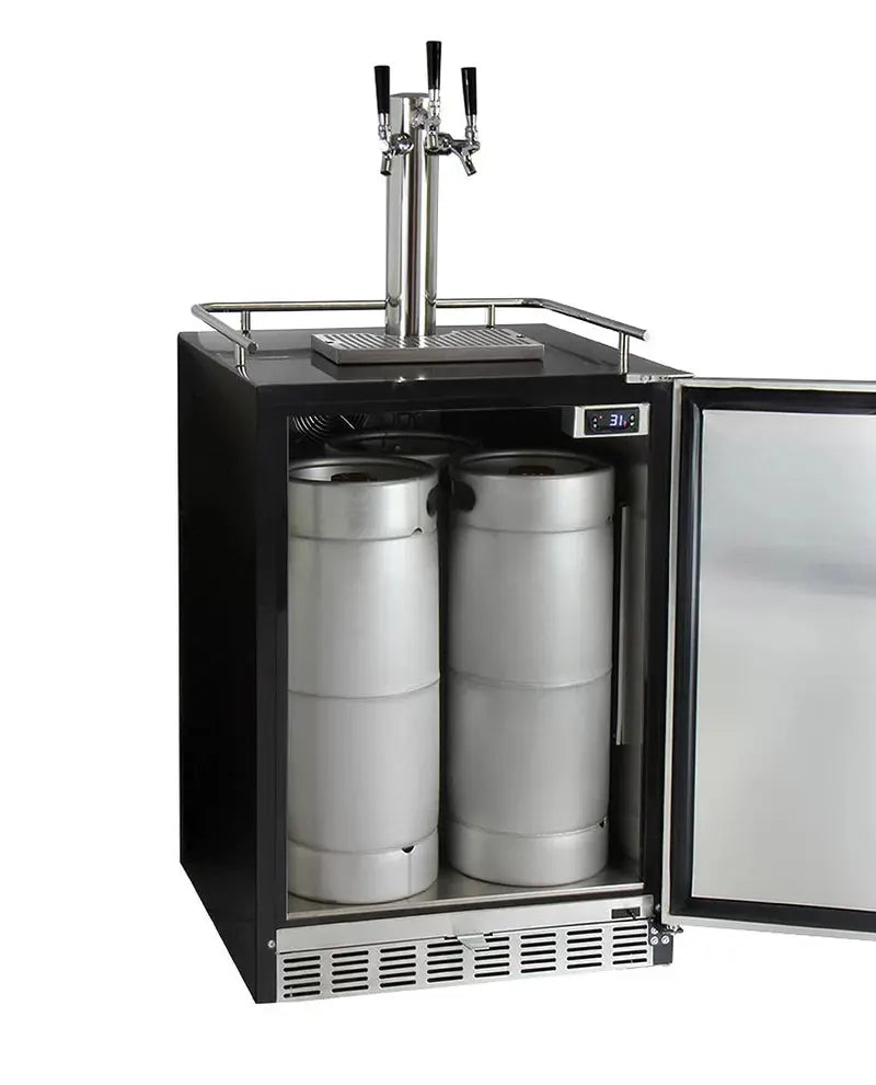 Kegco 6.6 Cubic Feet Stainless Steel Triple Tap Built-In Kegerator with Door Lock and Adjustable Temperature | Fridge.com