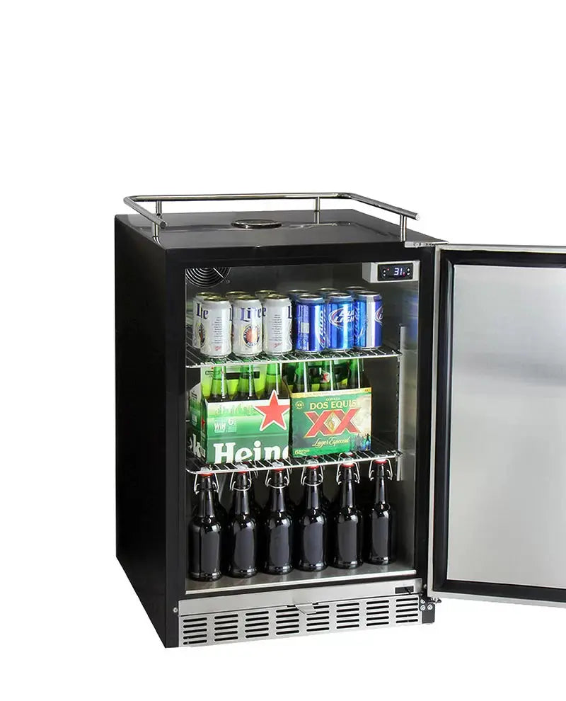 Kegco 6.6 Cubic Feet Stainless Steel Triple Tap Built-In Kegerator with Door Lock and Adjustable Temperature | Fridge.com