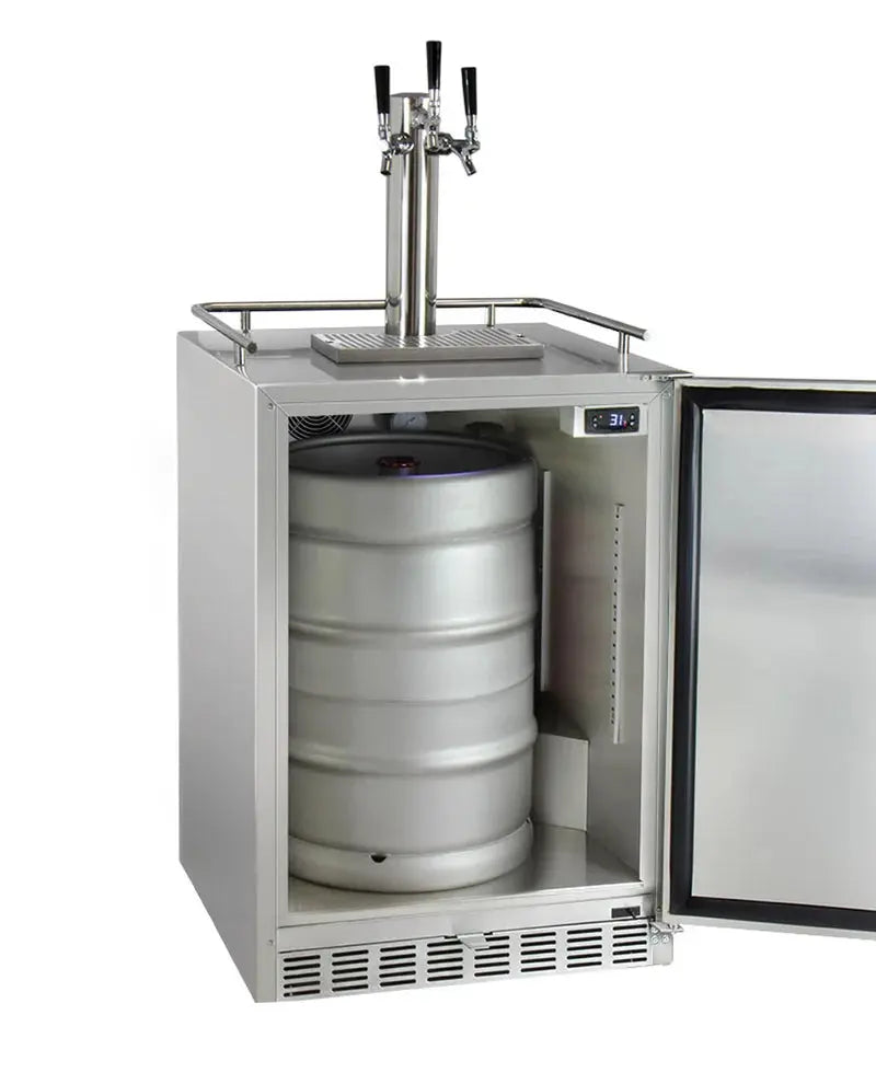 Kegco Outdoor Triple Tap Freestanding Kegerator with Door Lock and Adjustable Temperature | Fridge.com