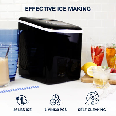 Koolatron Nugget Ice Maker Countertop, Portable Ice Maker Machine with Self-Cleaning Function, Easy Operation, Pellet Ice Maker for Home/Kitchen | Fridge.com