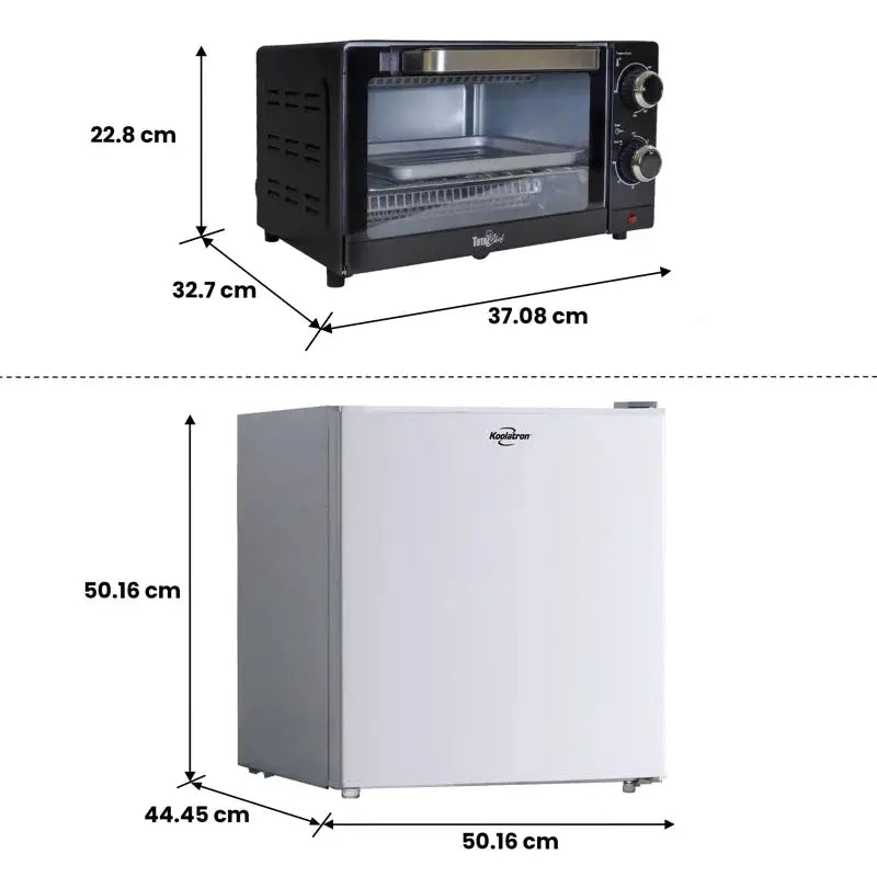 Koolatron 1.7 Cu Ft Compact Fridge + Total Chef 4 Slice Toaster Oven Combo | Fridge.com