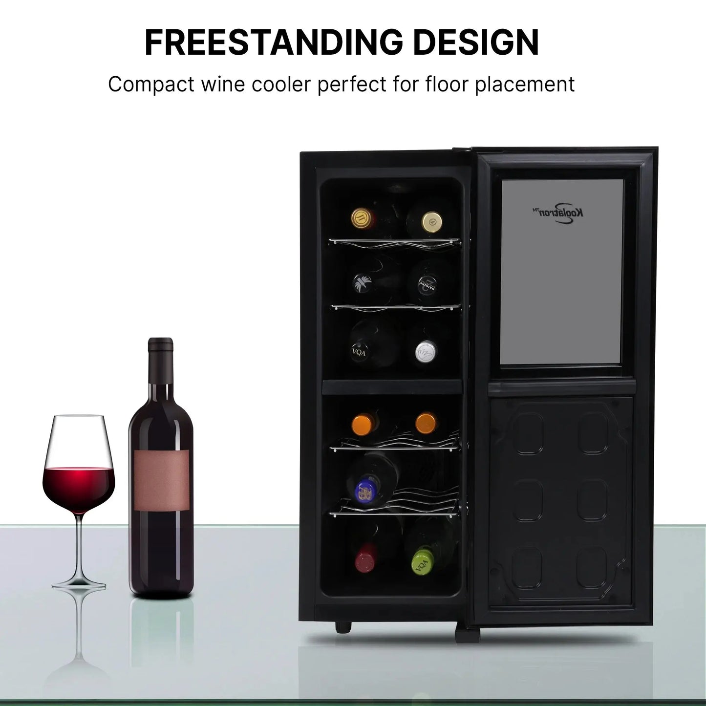 Koolatron 12 Bottle Dual Zone Wine Cooler with Digital Controls WC12DZ, Black | Fridge.com