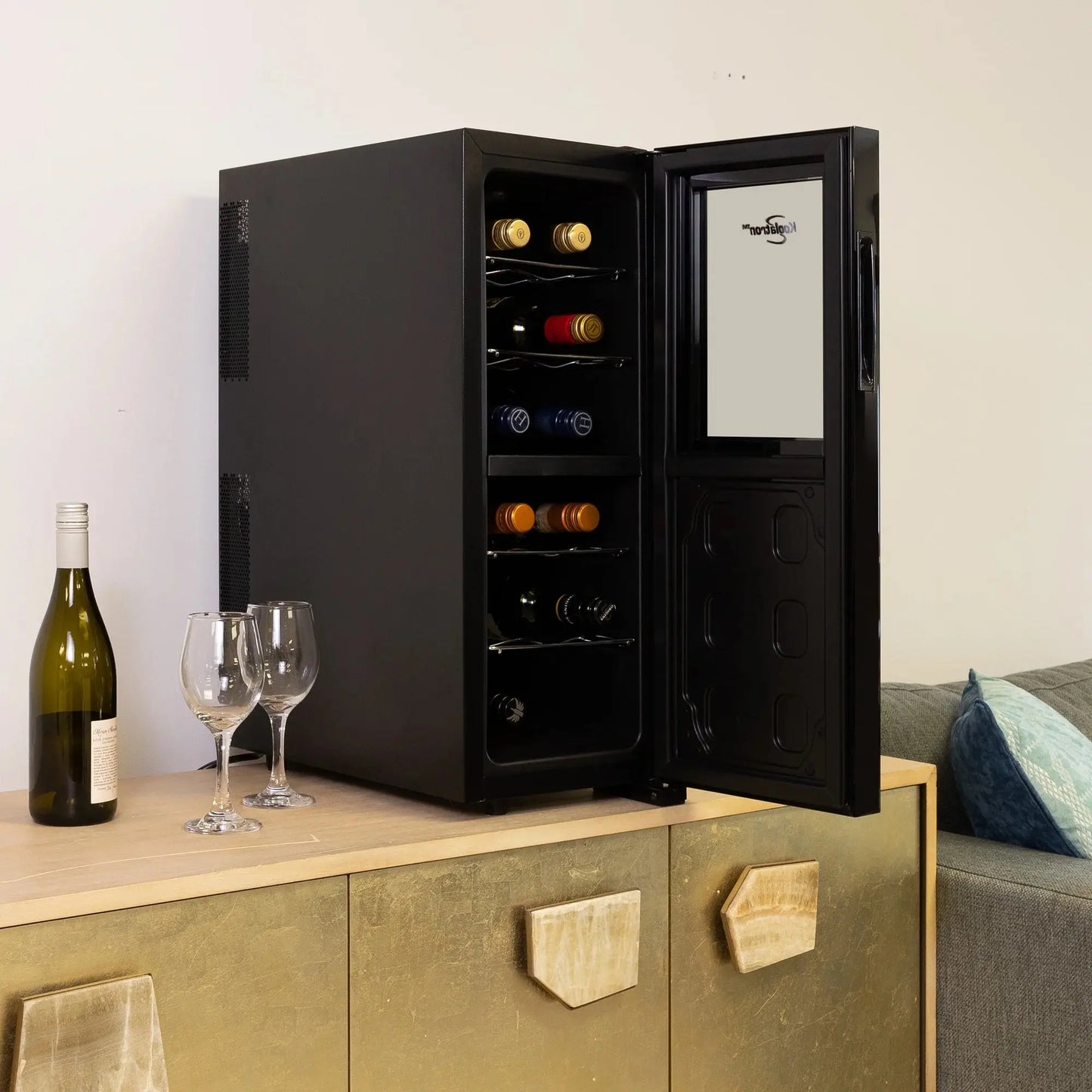 Koolatron 12 Bottle Dual Zone Wine Cooler with Digital Controls WC12DZ, Black | Fridge.com