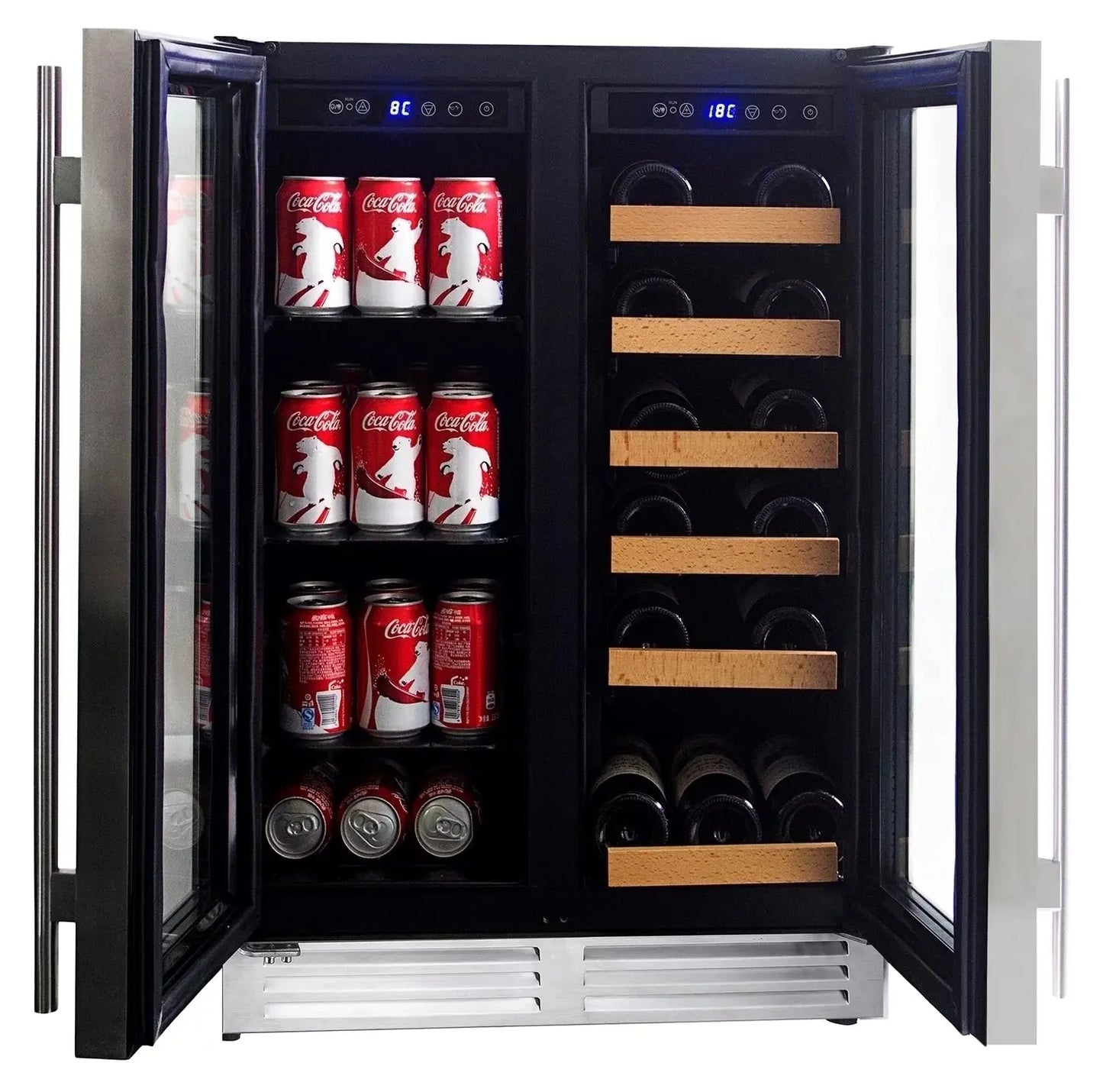 Koolatron 18 Bottles and 56 Cans Built-In Under-Counter 24 Inch Dual Zone Wine Cooler and Beverage Fridge | Fridge.com