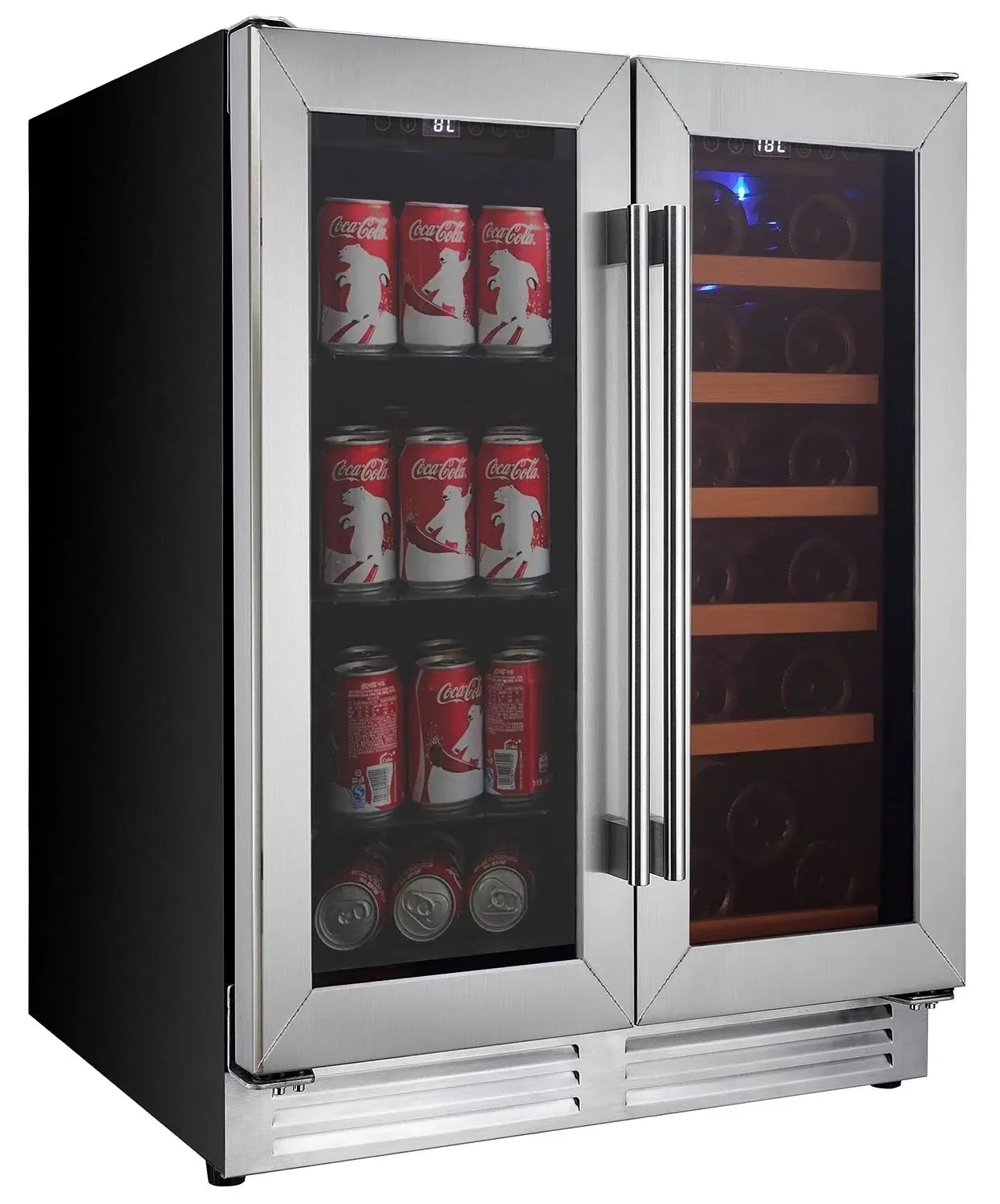 Koolatron 18 Bottles and 56 Cans Built-In Under-Counter 24 Inch Dual Zone Wine Cooler and Beverage Fridge | Fridge.com